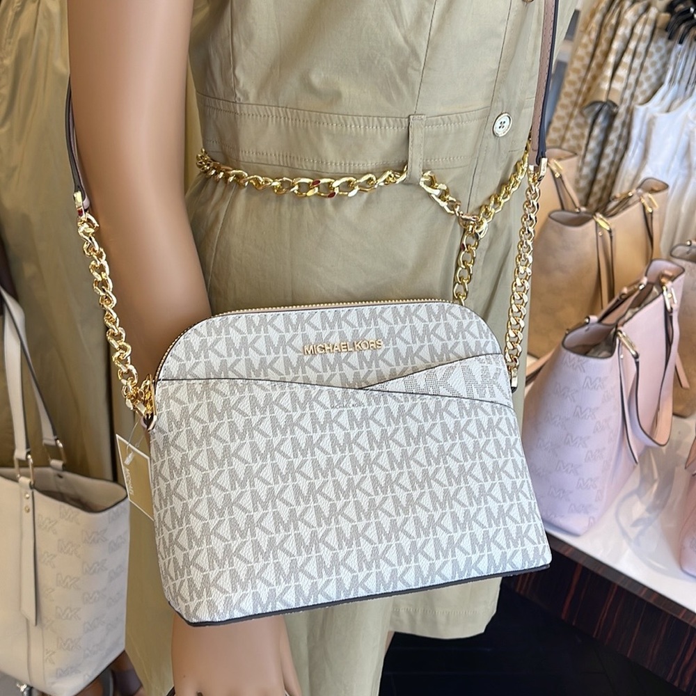 MICHAEL KORS Jet Set Medium Logo Dome Satchel Crossbody 
Powder Blush 
NWT - Picture 5 of 16